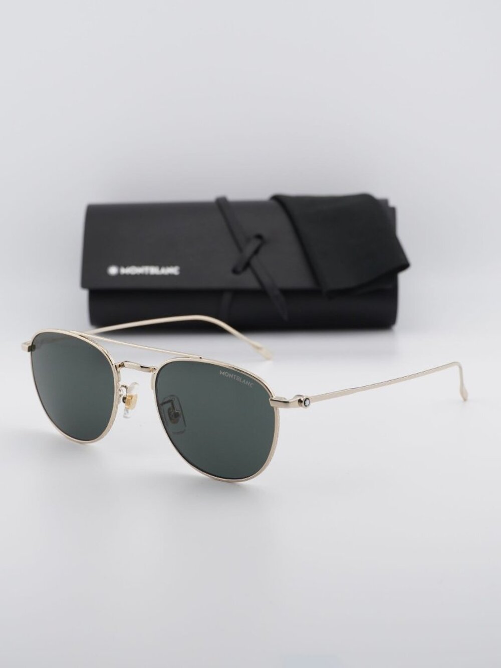 Montblanc MB0211S 001 Aviator Sunglasses - Gold / Grey